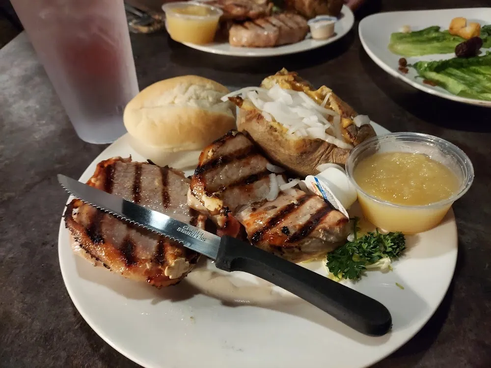 Boneless Porkchop Bacon Wrapped Apple Sauce & Roll